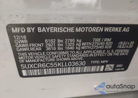 2019 BMW X5 xDrive40I из США, поврежденный, VIN 5UXCR6C55KLL03630